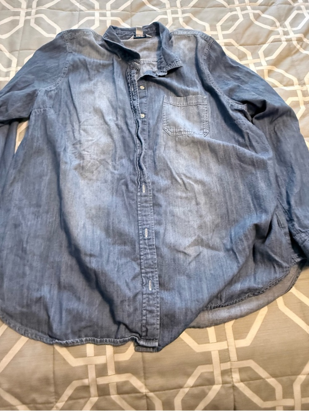 Old Navy Light Blue Denim Button-Down Shirt